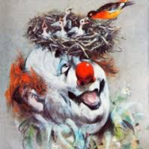Vintage 1950 Ephemera Cydney Grossman The Birds Nest Clown Whimsical Art 11 x 14 - Picture 1 of 9